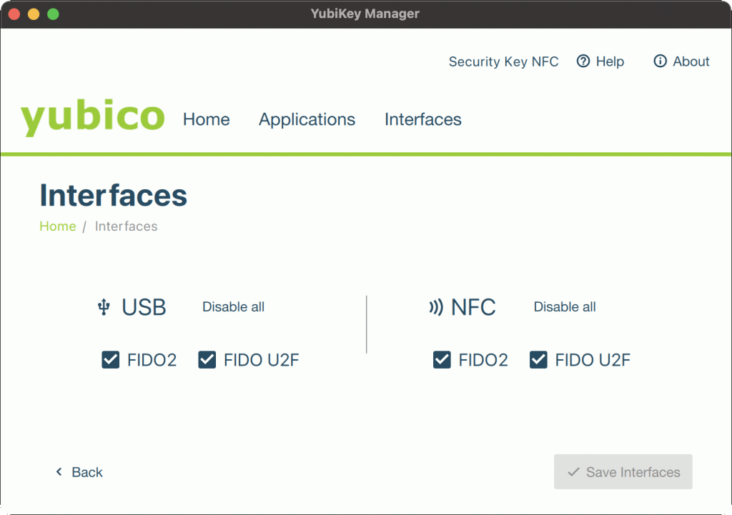 Security Key NFC > Interfaces