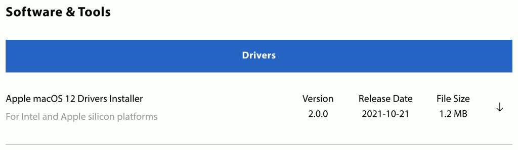 macOS 12 ドライバー ダウンロード