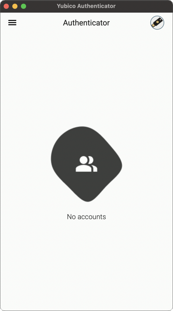 YubiKey Authenticator (アカウント未登録)