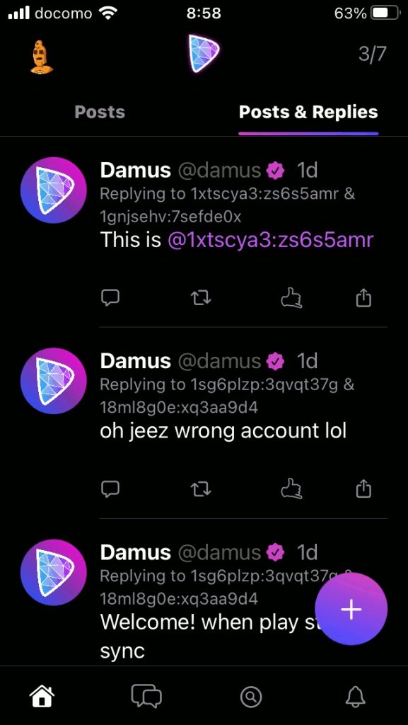 Damus > Posts & Replies