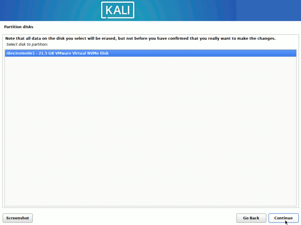 Kali Linux > インストール > Partition disks 2